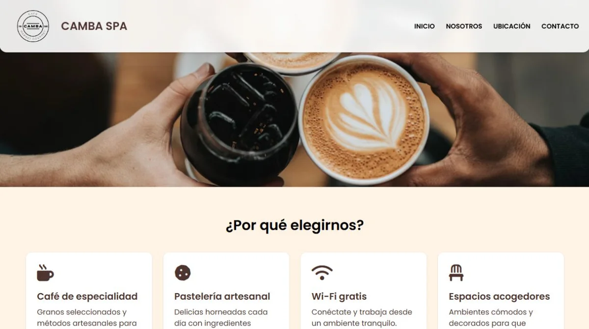 Captura de la web de Camba, desarrollada por Ronald Javier