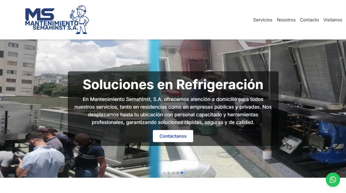 Captura de la web de Mantenimiento Semahinst, desarrollada por Ronald Javier